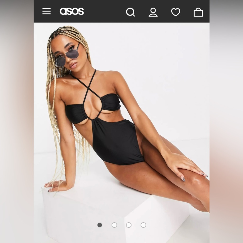 10 - Public Desire cut-out ruched swimsuit in black
